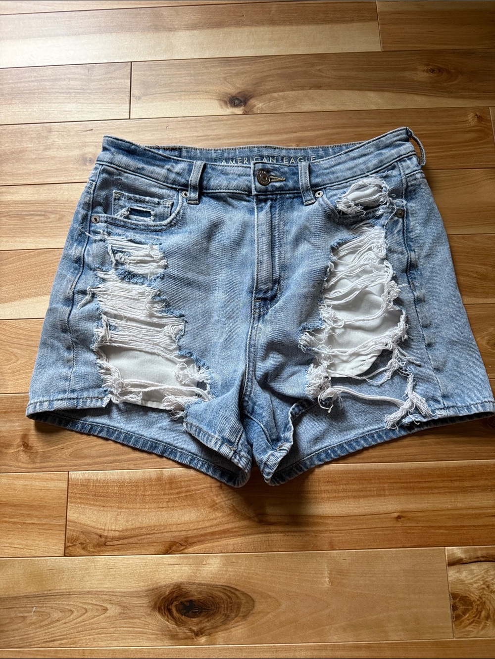 American Eagle Outfitters Light Wash Distressed Denim Shorts
